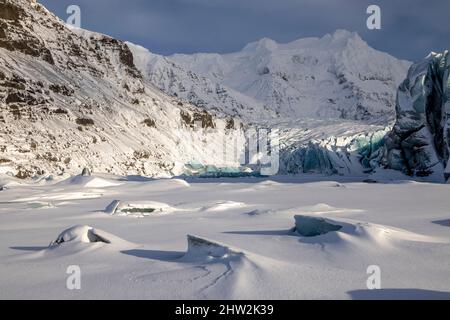 Glacier de sortie de Svínajokull du parc national de Vatnajokull, sud-est de l'Islande Banque D'Images