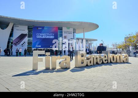 Barcelone, Espagne - 2nd 2022 mars - Mobile World Congress - entrée principale Banque D'Images