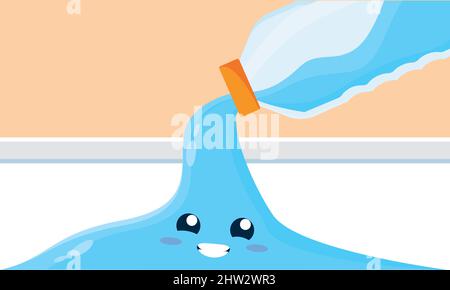 Bouteille d'eau lâcher un dessin animé Happy Water illustration vectorielle Illustration de Vecteur