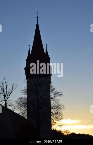 Le vieux château de Lucerne se dresse au coucher du soleil Banque D'Images