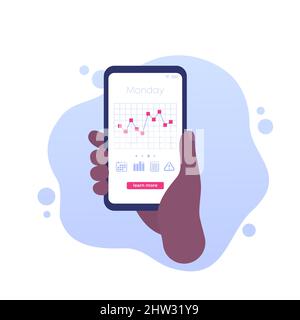 tableau des niveaux de glucose dans l'application mobile, vector Illustration de Vecteur