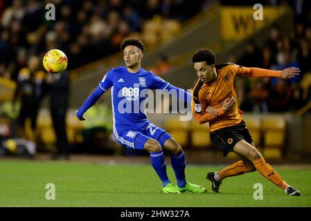 Josh Dacres-Cogley de Birmingham City et Helder Costa de Wolverhampton Wanderers. Wolverhampton Wanderers / Birmingham City à Molineux 24/02/2017 - Sky Bet Championship Banque D'Images