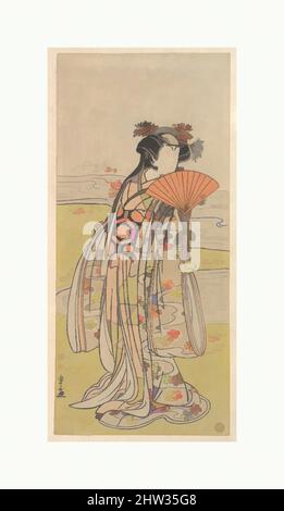 Art inspiré par l'acteur Segawa Kikunojo III comme femme debout près d'un ruisseau Winding, période Edo (1615–1868), ca. 1777, Japon, imprimé polychrome sur bois ; encre et couleur sur papier, 12 7/32 x 5 5/8 po. (31,1 x 14,3 cm), tirages, Katsukawa Shunshō (japonais, 1726–1792, œuvres classiques modernisées par Artotop avec une touche de modernité. Formes, couleur et valeur, impact visuel accrocheur sur l'art émotions par la liberté d'œuvres d'art d'une manière contemporaine. Un message intemporel qui cherche une nouvelle direction créative. Artistes qui se tournent vers le support numérique et créent le NFT Artotop Banque D'Images