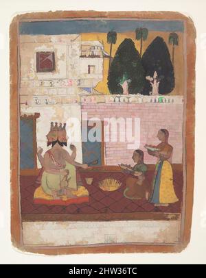 Art inspiré par Khambavati Ragini : page d'une série de Ragamala dispersée (guirlande des modes musicaux), 1700–1725, Inde (Rajasthan, Marwar), encre et aquarelle opaque sur papier, 11 13/16 x 8 15/16 po. (30 x 22,7 cm), peintures, un texte ancien explique ainsi le sujet de cette illustration, oeuvres classiques modernisées par Artotop avec un peu de modernité. Formes, couleur et valeur, impact visuel accrocheur sur l'art émotions par la liberté d'œuvres d'art d'une manière contemporaine. Un message intemporel qui cherche une nouvelle direction créative. Artistes qui se tournent vers le support numérique et créent le NFT Artotop Banque D'Images