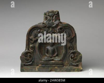 Art inspiré par la méditation de Bouddha avec alms Bowl Enthroned dans une niche foliée, période Pala, ca. Fin 10th–début 11th siècle, Inde (Bihar), Pierre, H. 16 15/16 in. (43 cm), Sculpture, ce Bouddha méditant avec un bol d'alms est probablement le Bouddha Amitabha sous la forme de l'une des œuvres classiques modernisées par Artotop avec un peu de modernité. Formes, couleur et valeur, impact visuel accrocheur sur l'art émotions par la liberté d'œuvres d'art d'une manière contemporaine. Un message intemporel qui cherche une nouvelle direction créative. Artistes qui se tournent vers le support numérique et créent le NFT Artotop Banque D'Images