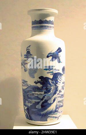 Art inspiré par vase avec créature mythique Chasing Pearl, dynastie Qing (1644–1911), période Kangxi (1662–1722), début 18th siècle, Chine, Porcelaine peinte en bleu cobalt sous verglas transparent (Jingdezhen ware), H. 18 3/4 po. (47,6 cm), la céramique, la bête merveilleuse peinte, les œuvres classiques modernisées par Artotop avec un peu de modernité. Formes, couleur et valeur, impact visuel accrocheur sur l'art émotions par la liberté d'œuvres d'art d'une manière contemporaine. Un message intemporel qui cherche une nouvelle direction créative. Artistes qui se tournent vers le support numérique et créent le NFT Artotop Banque D'Images