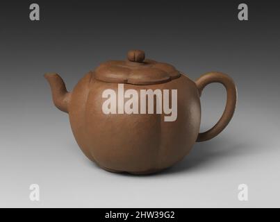 Art inspiré par Teapot dans la forme d'un Blussom de prune, dynastie de Qing (1644–1911), début du 17th siècle, Chine, grès (yxing ware), H. 3 3/4 po (9,5 cm), céramique, Shi Dabin (chinois, actif 1620–40), l'invention de la théière est souvent attribuée aux potiers travaillant dans le Yixing, œuvres classiques modernisées par Artotop avec une touche de modernité. Formes, couleur et valeur, impact visuel accrocheur sur l'art émotions par la liberté d'œuvres d'art d'une manière contemporaine. Un message intemporel qui cherche une nouvelle direction créative. Artistes qui se tournent vers le support numérique et créent le NFT Artotop Banque D'Images