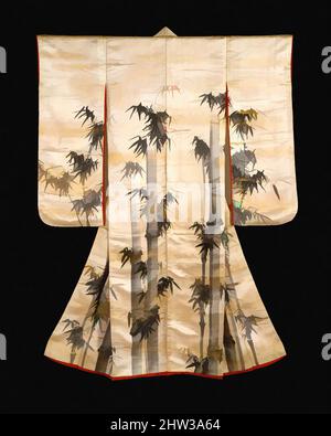 Art inspiré par 白繻子地墨竹図打掛 祇園南海筆, Overrobe (Uchikake) avec bambou, époque Edo (1615–1868), première moitié du 18th siècle, Japon, encre et poudre d'or sur satin de soie, total: 64 3/4 x 48 7/8 po. (164,5 x 124,2 cm), costumes, Gion Nankai (japonais, 1677–1751), ce rare uchikake est le, les œuvres classiques modernisées par Artotop avec une touche de modernité. Formes, couleur et valeur, impact visuel accrocheur sur l'art émotions par la liberté d'œuvres d'art d'une manière contemporaine. Un message intemporel qui cherche une nouvelle direction créative. Artistes qui se tournent vers le support numérique et créent le NFT Artotop Banque D'Images