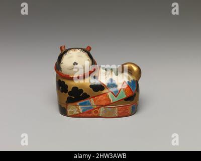 Art inspiré par une des deux boîtes d'Encens en forme de charmes de chien, période Edo (1615–1868), ca. 1840, Japon, porcelaine avec émail (fours de Minpei), H. 1 3/4 po. (4,4 cm) ; L. 2 1/2 po. (6,4 cm), céramique, paires de figures en papier mâché en forme de chien (inuhariko) ont été, œuvres classiques modernisées par Artotop avec une touche de modernité. Formes, couleur et valeur, impact visuel accrocheur sur l'art émotions par la liberté d'œuvres d'art d'une manière contemporaine. Un message intemporel qui cherche une nouvelle direction créative. Artistes qui se tournent vers le support numérique et créent le NFT Artotop Banque D'Images