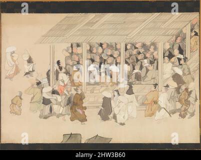 Art inspiré par Un rassemblement de Nenbutsu à Ichiya, Kyoto, de la biographie illustrée du moine Ippen et de son disciple Ta'a (Yugyō Shōnin engi-e), fin 14th siècle, Japon, Section d'un défilement à main monté comme un défilement suspendu; encre et couleur sur papier, image: 13 3/4 × 21 1/8 in. (34,9, œuvres classiques modernisées par Artotop avec une touche de modernité. Formes, couleur et valeur, impact visuel accrocheur sur l'art émotions par la liberté d'œuvres d'art d'une manière contemporaine. Un message intemporel qui cherche une nouvelle direction créative. Artistes qui se tournent vers le support numérique et créent le NFT Artotop Banque D'Images