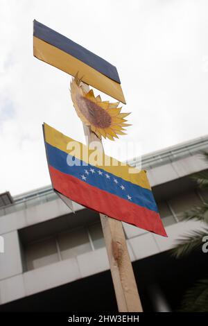 Caracas, Venezuela, 03th mars 2022. Un groupe de manifestants convoqués par l'opposition au gouvernement de Nicolás Maduro s'est concentré dans un rp Banque D'Images