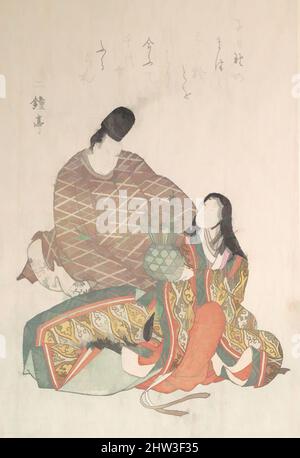 Art inspiré par l'Homme et une femme en robe de court, époque Edo (1615–1868), Japon, imprimé polychrome sur bois (surimono) ; encre et couleur sur papier, 7 11/16 x 5 1/4 po. (19,5 x 13,3 cm), tirages, artiste non identifié, œuvres classiques modernisées par Artotop avec une touche de modernité. Formes, couleur et valeur, impact visuel accrocheur sur l'art émotions par la liberté d'œuvres d'art d'une manière contemporaine. Un message intemporel qui cherche une nouvelle direction créative. Artistes qui se tournent vers le support numérique et créent le NFT Artotop Banque D'Images