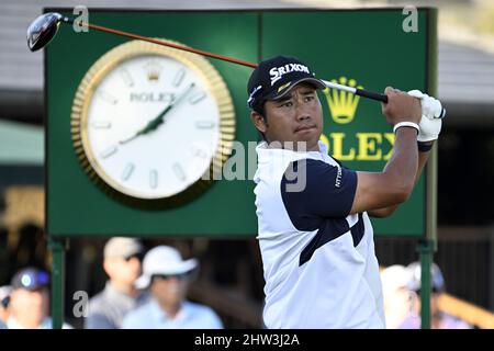 Orlando, États-Unis. 03rd mars 2022. Hideki Matsuyama est parti au 2022 Arnold Palmer Invitational qui s'est tenu au Bay Hill Club and Lodge à Orlando, en Floride, le jeudi 3 mars 2022. Photo de Joe Marino/UPI crédit: UPI/Alay Live News Banque D'Images