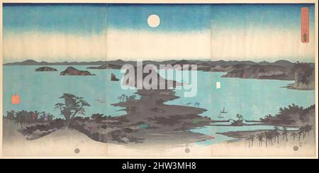 Art inspiré par 雪月花 武陽金沢八勝夜景, Panorama des huit vues de Kanasawa sous une pleine lune, période Edo (1615–1868), 1857, Japon, Triptych de gravures polychromes sur bois; encre et couleur sur papier, H. 14 5/8 po. (37,1 cm) ; avec 29 7/8 po (75,9 cm), estampes, Utagawa Hiroshige (japonais, Tokyo (, œuvres classiques modernisées par Artotop avec une touche de modernité. Formes, couleur et valeur, impact visuel accrocheur sur l'art émotions par la liberté d'œuvres d'art d'une manière contemporaine. Un message intemporel qui cherche une nouvelle direction créative. Artistes qui se tournent vers le support numérique et créent le NFT Artotop Banque D'Images