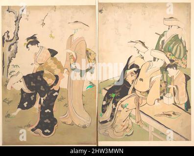Art inspiré par Groupe de femmes sous un cerisier en pleine floraison, période Edo (1615–1868), env. 1784, Japon, impression de blocs de bois polychrome; encre et couleur sur papier, chaque feuille: 15 x 10 po. (38,1 x 25,4 cm), Prints, Torii Kiyonaga (japonais, 1752–1815, oeuvres classiques modernisées par Artotop avec une touche de modernité. Formes, couleur et valeur, impact visuel accrocheur sur l'art émotions par la liberté d'œuvres d'art d'une manière contemporaine. Un message intemporel qui cherche une nouvelle direction créative. Artistes qui se tournent vers le support numérique et créent le NFT Artotop Banque D'Images