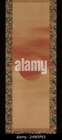 Art inspiré par Rising Sun, 旭日図, période Meiji (1868–1912), deuxième moitié du 19th siècle, Japon, rouleau suspendu; encre et couleur sur soie, 31 1/2 x 9 1/4 po. (80 x 23,5 cm), peintures, Shibata Zeshin (japonais, 1807–1891), dans la tradition de peinture de paysage japonais, un orbe rouge vif, oeuvres classiques modernisées par Artotop avec un peu de modernité. Formes, couleur et valeur, impact visuel accrocheur sur l'art émotions par la liberté d'œuvres d'art d'une manière contemporaine. Un message intemporel qui cherche une nouvelle direction créative. Artistes qui se tournent vers le support numérique et créent le NFT Artotop Banque D'Images