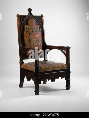 Art inspiré par Armchair, cadre de chaise de la firme Joseph-Pierre-François Jeanselme (1824-1860), Upholstery de la firme Jacques-Michel Dulud, ca. 1850, français, Paris, bois de rose sculpté, cuir, Soie, serge, total: 51 1/2 × 25 5/8 × 24 1/2 po. (130,8 × 65,1 × 62,2 cm), boiseries, oeuvres classiques modernisées par Artotop avec une touche de modernité. Formes, couleur et valeur, impact visuel accrocheur sur l'art émotions par la liberté d'œuvres d'art d'une manière contemporaine. Un message intemporel qui cherche une nouvelle direction créative. Artistes qui se tournent vers le support numérique et créent le NFT Artotop Banque D'Images