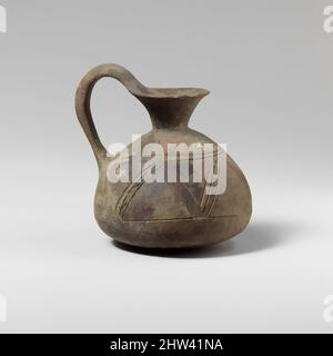 Art inspiré par la carafe en terre cuite avec décoration incisée, fin de l'âge de bronze, env. 1600–1050 C.-B., chypriote, terre cuite, H. 3 po. (7,6 cm), vases, cette carafe a probablement été inspirée par la poterie Tell el-Yahudieh Ware importée à Chypre d'Égypte, œuvres classiques modernisées par Artotop avec un peu de modernité. Formes, couleur et valeur, impact visuel accrocheur sur l'art émotions par la liberté d'œuvres d'art d'une manière contemporaine. Un message intemporel qui cherche une nouvelle direction créative. Artistes qui se tournent vers le support numérique et créent le NFT Artotop Banque D'Images