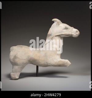 Art inspiré par la statuette en terre cuite d'un cheval, hellénistique précoce, fin du 4th siècle avant J.-C., chypriote, terre cuite; moule (?) Et fait main, H. 5 5/16 po. (13,5 cm), terracottas, le cheval solide faisait partie à l'origine d'un groupe de chars. Le tissu, une peluche grisâtre avec de nombreuses petites œuvres sombres, Classic modernisée par Artotop avec une touche de modernité. Formes, couleur et valeur, impact visuel accrocheur sur l'art émotions par la liberté d'œuvres d'art d'une manière contemporaine. Un message intemporel qui cherche une nouvelle direction créative. Artistes qui se tournent vers le support numérique et créent le NFT Artotop Banque D'Images