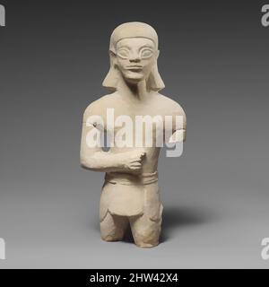 Art inspiré par la statuette Limestone d'un votataire mâle sans barbes en robe égyptianisante, archaïque, première moitié ou milieu du 6th siècle avant J.-C., chypriote, calcaire, total: 6 3/4 x 3 1/4 x 2 po. (17,1 x 8,3 x 5,1 cm), Sculpture de pierre, Figure portant un kilt à ceinture, oeuvres classiques modernisées par Artotop avec une touche de modernité. Formes, couleur et valeur, impact visuel accrocheur sur l'art émotions par la liberté d'œuvres d'art d'une manière contemporaine. Un message intemporel qui cherche une nouvelle direction créative. Artistes qui se tournent vers le support numérique et créent le NFT Artotop Banque D'Images