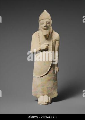 Art inspiré par la statuette Limestone d'un votataire mâle, archaïque, probablement au milieu du 6th siècle avant J.-C., chypriote, Limestone, H.: 14 1/2 x 4 1/8 x 2 1/2 po. (36,8 x 10,5 x 6,4 cm), Pierre Sculpture, la figure porte un long vêtement et un casque conique, les œuvres classiques modernisées par Artotop avec une touche de modernité. Formes, couleur et valeur, impact visuel accrocheur sur l'art émotions par la liberté d'œuvres d'art d'une manière contemporaine. Un message intemporel qui cherche une nouvelle direction créative. Artistes qui se tournent vers le support numérique et créent le NFT Artotop Banque D'Images