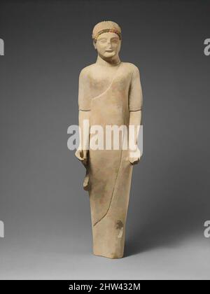 Art inspiré par la statuette Limestone d'un votaire mâle sans barbes avec une couronne de feuilles, archaïque–classique, 6th–5th siècle avant J.-C., chypriote, calcaire, Total : 29 3/4 x 7 3/4 po (75,6 x 19,7 cm), Sculpture en pierre, personnage masculin avec couronne de feuilles, contenant un oiseau et une boîte à encens, oeuvres classiques modernisées par Artotop avec une touche de modernité. Formes, couleur et valeur, impact visuel accrocheur sur l'art émotions par la liberté d'œuvres d'art d'une manière contemporaine. Un message intemporel qui cherche une nouvelle direction créative. Artistes qui se tournent vers le support numérique et créent le NFT Artotop Banque D'Images