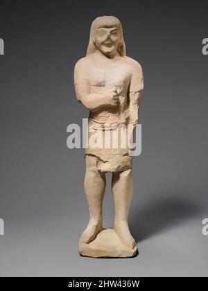 Art inspiré par la statuette Limestone d'un votaire mâle sans barbes en robe égyptianisante, archaïque, mi-6th siècle av. J.-C., chypriote, calcaire, Total : 28 3/4 × 8 1/2 × 5 1/2 po (73 × 21,6 × 14 cm), Sculpture de pierre, jeune votarie en tunique, ceinture, et kilt, œuvres classiques modernisées par Artotop avec une touche de modernité. Formes, couleur et valeur, impact visuel accrocheur sur l'art émotions par la liberté d'œuvres d'art d'une manière contemporaine. Un message intemporel qui cherche une nouvelle direction créative. Artistes qui se tournent vers le support numérique et créent le NFT Artotop Banque D'Images