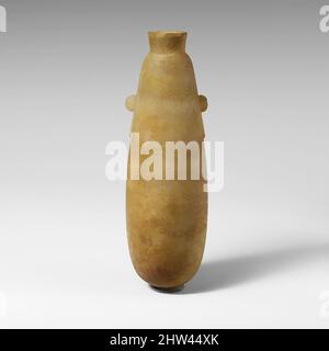 Art inspiré par Alabâtre alabastron (vase à parfum), classique, 5th–4th siècle avant J.-C., chypriote, calcite (alabâtre), H. 6 9/16 x 2 po (16,7 x 5,1 cm), vases divers-Pierre, l'alabastron allongé a deux ergots verticaux au-dessus d'une petite languette trapézoïdale en faible relief. Les fusées de cou, les œuvres classiques modernisées par Artotop avec une touche de modernité. Formes, couleur et valeur, impact visuel accrocheur sur l'art émotions par la liberté d'œuvres d'art d'une manière contemporaine. Un message intemporel qui cherche une nouvelle direction créative. Artistes qui se tournent vers le support numérique et créent le NFT Artotop Banque D'Images