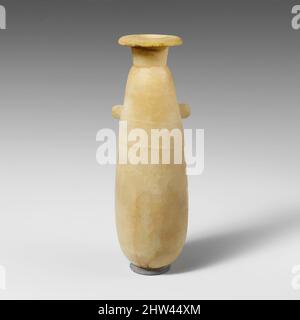 Art inspiré par Alabâtre alabastron (vase à parfum), classique, 5th–4th siècle avant J.-C., chypriote, calcite (alabâtre), Total : 5 1/8 x 1 5/8 po (13 x 4,1 cm), vases divers-Pierre, il y a deux ergots au-dessus d'une petite languette trapézoïdale en relief faible. Le cou s'élargit légèrement et la lèvre, Classic œuvres modernisées par Artotop avec un peu de modernité. Formes, couleur et valeur, impact visuel accrocheur sur l'art émotions par la liberté d'œuvres d'art d'une manière contemporaine. Un message intemporel qui cherche une nouvelle direction créative. Artistes qui se tournent vers le support numérique et créent le NFT Artotop Banque D'Images