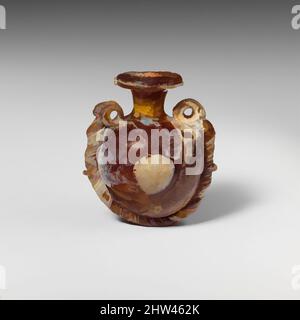 Art inspiré par les aryballos (flacon de parfum) en verre lentoïdes, classiques tardifs ou hellénistiques, 4th–3rd Century B.C., grec, verre ; forme centrale, Groupe II, H.:1 15/16 po. (5 cm) ; D. : 1 5/8 po (4,2 cm), verre, brun miel translucide, avec poignées et cordon de même couleur; sentiers et breloques en opaque, œuvres classiques modernisées par Artotop avec une touche de modernité. Formes, couleur et valeur, impact visuel accrocheur sur l'art émotions par la liberté d'œuvres d'art d'une manière contemporaine. Un message intemporel qui cherche une nouvelle direction créative. Artistes qui se tournent vers le support numérique et créent le NFT Artotop Banque D'Images