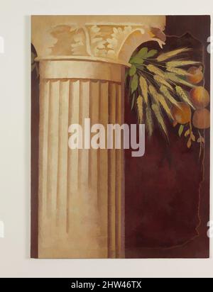 Art inspiré par la peinture de mur fragment du peristyle de la Villa de P. Fannius Synisistor à Boscoreale, fin républicain, ca. 50–40 C.-B., Roman, Fresco, total : 35 3/4 x 25 1/2in. (90,8 x 64,8cm), peintures diverses, colonne corinthienne avec fétoon de grain et de fruit; de, oeuvres classiques modernisées par Artotop avec une touche de modernité. Formes, couleur et valeur, impact visuel accrocheur sur l'art émotions par la liberté d'œuvres d'art d'une manière contemporaine. Un message intemporel qui cherche une nouvelle direction créative. Artistes qui se tournent vers le support numérique et créent le NFT Artotop Banque D'Images