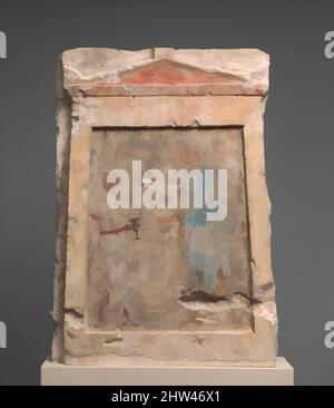 Art inspiré par la dalle funéraire en calcaire peint avec un soldat prenant un kantharos de son accompagnateur, hellénistique, 2nd moitié de 3rd siècle avant J.-C., grec, calcaire, peinture, autre: 14 13/16 × 9 5/8 × 3 3/8 po. (37,6 × 24,4 × 8,6 cm), peintures diverses, Un garçon à la peau brun foncé, œuvres classiques modernisées par Artotop avec une touche de modernité. Formes, couleur et valeur, impact visuel accrocheur sur l'art émotions par la liberté d'œuvres d'art d'une manière contemporaine. Un message intemporel qui cherche une nouvelle direction créative. Artistes qui se tournent vers le support numérique et créent le NFT Artotop Banque D'Images