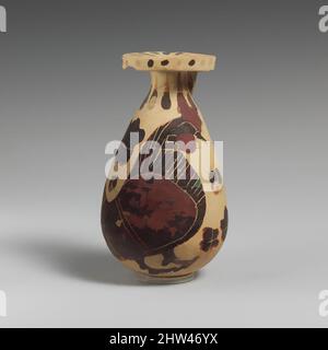 Art inspiré par l'alabastron en terre cuite (vase à parfum), début Corinthien, ca. 620–590 C.-B., grec, Corinthien, terre cuite, H. 3 1/8 po. (7,9 cm), vases, Un coq; dans le champ, rosettes, Œuvres classiques modernisées par Artotop avec une touche de modernité. Formes, couleur et valeur, impact visuel accrocheur sur l'art émotions par la liberté d'œuvres d'art d'une manière contemporaine. Un message intemporel qui cherche une nouvelle direction créative. Artistes qui se tournent vers le support numérique et créent le NFT Artotop Banque D'Images