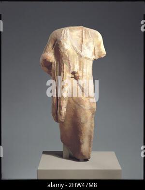 Art inspiré par la statue en marbre d'un kore (jeune fille), archaïque, fin du 6th siècle avant J.-C., grec, marbre, île, H. 41 1/2 po. (105,4 cm), Sculpture de pierre, cette statue d'une jeune femme a la même pose et le même costume que les statues bien connues de korai trouvées sur l'Akropolis athénienne. Elle se tient, les œuvres classiques modernisées par Artotop avec un peu de modernité. Formes, couleur et valeur, impact visuel accrocheur sur l'art émotions par la liberté d'œuvres d'art d'une manière contemporaine. Un message intemporel qui cherche une nouvelle direction créative. Artistes qui se tournent vers le support numérique et créent le NFT Artotop Banque D'Images