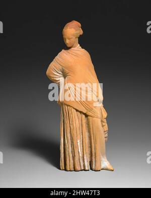 Art inspiré par la statuette en terre cuite d'une femme debout, classique, fin 4th–début 3rd siècle avant J.-C., grec, probablement boéotien, terre cuite, H. 6 7/16 po. (16,4 cm), terracottas, bien que les Grecs avaient fait des statuettes en terre cuite depuis le huitième siècle avant J.-C., il n'a pas été jusqu'à, les oeuvres classiques modernisées par Artotop avec un peu de modernité. Formes, couleur et valeur, impact visuel accrocheur sur l'art émotions par la liberté d'œuvres d'art d'une manière contemporaine. Un message intemporel qui cherche une nouvelle direction créative. Artistes qui se tournent vers le support numérique et créent le NFT Artotop Banque D'Images