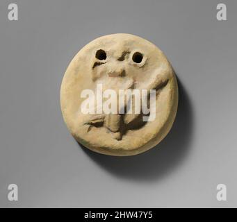 Art inspiré par la terre cuite disque avec Aphrodite sur une oie, classique tardif, 4th siècle avant J.-C., grec, terre cuite, D. 2 3/4 po (6,9 cm.), terracottas, l'oie, un oiseau domestiqué depuis l'époque Homère, était connu dans l'antiquité pour garder la montre, avoir un appétit vorace, et, les œuvres classiques modernisées par Artotop avec un peu de modernité. Formes, couleur et valeur, impact visuel accrocheur sur l'art émotions par la liberté d'œuvres d'art d'une manière contemporaine. Un message intemporel qui cherche une nouvelle direction créative. Artistes qui se tournent vers le support numérique et créent le NFT Artotop Banque D'Images