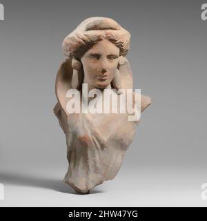 Art inspiré par la terre cuite fragment de la partie supérieure du corps d'une femme, classique, 4th siècle avant J.-C., grec, sud-italien, Tarentine, terre cuite, H. 6 3/8 po. (16,2 cm), terracottas, c'est un fragment fin d'un type qui montre une figure debout pleine longueur, son vêtement venant à un V à la, oeuvres classiques modernisées par Artotop avec un peu de modernité. Formes, couleur et valeur, impact visuel accrocheur sur l'art émotions par la liberté d'œuvres d'art d'une manière contemporaine. Un message intemporel qui cherche une nouvelle direction créative. Artistes qui se tournent vers le support numérique et créent le NFT Artotop Banque D'Images