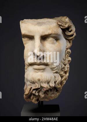 Art inspiré par le portrait en marbre du co-empereur Lucius Verus, Mid-Imperial, Antonine, A.D. 161–169, Roman, Marbre, H. 14 1/2 po (36,8 cm), Sculpture de pierre, cette tête fragmentaire vient d'un buste de portrait grandeur nature ou statue de Lucius Verus, co-empereur avec Marcus Aurelius (r, oeuvres classiques modernisées par Artotop avec un peu de modernité. Formes, couleur et valeur, impact visuel accrocheur sur l'art émotions par la liberté d'œuvres d'art d'une manière contemporaine. Un message intemporel qui cherche une nouvelle direction créative. Artistes qui se tournent vers le support numérique et créent le NFT Artotop Banque D'Images