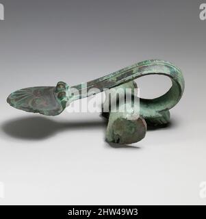 Art inspiré par la poignée en bronze d'un oinochoe (carafe), archaïque, fin du 6th siècle av. J.-C., grec, bronze, H. 6 1/16 po. (15,4 cm), bronzes, la petite taille de cette poignée indique qu'elle appartenait à un oinochoe. Il montre la combinaison la plus traditionnelle de motifs: La tête d'une femme à la, des œuvres classiques modernisées par Artotop avec un peu de modernité. Formes, couleur et valeur, impact visuel accrocheur sur l'art émotions par la liberté d'œuvres d'art d'une manière contemporaine. Un message intemporel qui cherche une nouvelle direction créative. Artistes qui se tournent vers le support numérique et créent le NFT Artotop Banque D'Images