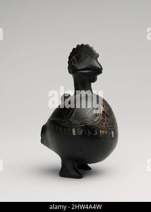 Art inspiré par vase en terre cuite en forme de coq, archaïque, ca. 650–600 C.-B., étrusque, terre cuite; bucchero, H. 4 1/16 po. (10,31 cm), vases, ce petit vase, inscrit avec les vingt-six lettres de l'alphabet étrusque, peut avoir été un contenant d'encre. La tête agit comme un, des œuvres classiques modernisées par Artotop avec un peu de modernité. Formes, couleur et valeur, impact visuel accrocheur sur l'art émotions par la liberté d'œuvres d'art d'une manière contemporaine. Un message intemporel qui cherche une nouvelle direction créative. Artistes qui se tournent vers le support numérique et créent le NFT Artotop Banque D'Images