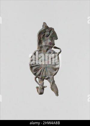 Art inspiré par la figure de plomb d'un guerrier avec un casque, un bouclier et une lance, archaïque, 6th–5th Century B.C., Grec, Laconien, plomb, hauteur : 1 13/16 po. (4,7 cm), Miscellaneous-Lead, de petites figurines votives plates de plomb moulé ont été trouvées en grande quantité dans les sanctuaires anciens de, œuvres classiques modernisées par Artotop avec un peu de modernité. Formes, couleur et valeur, impact visuel accrocheur sur l'art émotions par la liberté d'œuvres d'art d'une manière contemporaine. Un message intemporel qui cherche une nouvelle direction créative. Artistes qui se tournent vers le support numérique et créent le NFT Artotop Banque D'Images