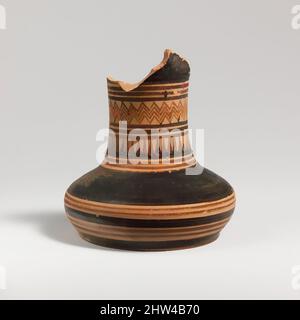 Art inspiré par la terre cuite oinochoe (carafe), géométrique, 2nd moitié du 9th siècle avant J.-C., grec, Attique, terre cuite, 4 1/16in. (10,4cm), vases, du gisement Hymettos, oeuvres classiques modernisées par Artotop avec un peu de modernité. Formes, couleur et valeur, impact visuel accrocheur sur l'art émotions par la liberté d'œuvres d'art d'une manière contemporaine. Un message intemporel qui cherche une nouvelle direction créative. Artistes qui se tournent vers le support numérique et créent le NFT Artotop Banque D'Images