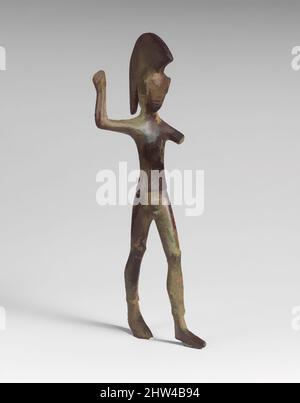 Art inspiré par la statuette de bronze d'un guerrier striding, archaïque-classique précoce, 6th–5th siècle avant J.-C., étrusque ou ombrien, bronze, H. : 5 11/16 po (14,4 cm), bronzes, statuette d'un guerrier à armée droite relevée, portant un casque, oeuvres classiques modernisées par Artotop avec un peu de modernité. Formes, couleur et valeur, impact visuel accrocheur sur l'art émotions par la liberté d'œuvres d'art d'une manière contemporaine. Un message intemporel qui cherche une nouvelle direction créative. Artistes qui se tournent vers le support numérique et créent le NFT Artotop Banque D'Images