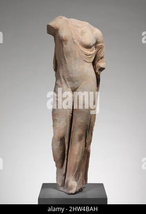 Art inspiré par la statue en marbre d'Aphrodite, la Vénus Genetrix, impériale, 1st–2nd siècle A.D., romaine, marbre, H. 59 1/2 po (151,1 cm), Sculpture en pierre, copie d'une statue en bronze grec de la fin du 5th siècle avant J.-C. attribuée à Kallimachos. Cette déesse porte une œuvre classique sans manches modernisée par Artotop avec une touche de modernité. Formes, couleur et valeur, impact visuel accrocheur sur l'art émotions par la liberté d'œuvres d'art d'une manière contemporaine. Un message intemporel qui cherche une nouvelle direction créative. Artistes qui se tournent vers le support numérique et créent le NFT Artotop Banque D'Images