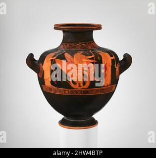 Art inspiré par l'hydrie de terre cuite: Kalpis (vase d'eau), classique, ca. 460–450 C.-B., grec, Attique, terre cuite ; figure rouge, H. 10 15/16 po (27,7 cm) ; diamètre 8 7/8 po. (22,6 cm) ; largeur avec poignées 10 15/16 po (27,8 cm), vases, Triptolemos entre Demeter et Persephone. The Niobid, Classic œuvres modernisées par Artotop avec une touche de modernité. Formes, couleur et valeur, impact visuel accrocheur sur l'art émotions par la liberté d'œuvres d'art d'une manière contemporaine. Un message intemporel qui cherche une nouvelle direction créative. Artistes qui se tournent vers le support numérique et créent le NFT Artotop Banque D'Images