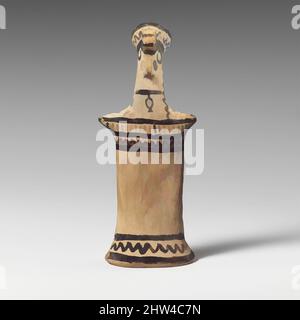 Art inspiré par la statuette en terre cuite d'une déesse, archaïque, 6th siècle avant J.-C., grec, boéotien, Terre cuite, H. : 5 po (12,7 cm), terracottas, l'identification de la figure comme une déesse vient de la haute adresse qu'elle porte, oeuvres classiques modernisées par Artotop avec un peu de modernité. Formes, couleur et valeur, impact visuel accrocheur sur l'art émotions par la liberté d'œuvres d'art d'une manière contemporaine. Un message intemporel qui cherche une nouvelle direction créative. Artistes qui se tournent vers le support numérique et créent le NFT Artotop Banque D'Images