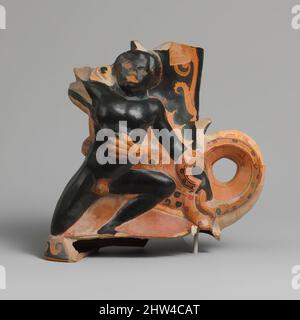 Art inspiré par le rhyton de terre cuite (vase pour les libations ou boire), classique tardif, env. 350–300 av. J.-C., grec, sud-italien, Poulien, terre cuite ; Figure rouge, H. 6 1/8 po. (15,6 cm), vases, Crocodile attaquant un jeune noir. Rhyta sous la forme d'une jeunesse noire et d'un crocodile sont connus, les œuvres classiques modernisées par Artotop avec un peu de modernité. Formes, couleur et valeur, impact visuel accrocheur sur l'art émotions par la liberté d'œuvres d'art d'une manière contemporaine. Un message intemporel qui cherche une nouvelle direction créative. Artistes qui se tournent vers le support numérique et créent le NFT Artotop Banque D'Images