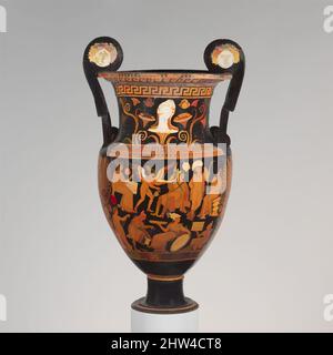 Art inspiré par la terre cuite volute-krater (bol à mélanger), classique tardif, env. 330–310 av. J.-C., grec, sud-italien, Poulien, terre cuite ; Figure rouge, H. avec poignées de 30 5/16 pouces (77 cm) ; H. à la jante 26 3/4 po (68 cm), vases, Obverse : le jugement de Paris. Le Trojan prince est assis dans le, les œuvres classiques modernisées par Artotop avec un peu de modernité. Formes, couleur et valeur, impact visuel accrocheur sur l'art émotions par la liberté d'œuvres d'art d'une manière contemporaine. Un message intemporel qui cherche une nouvelle direction créative. Artistes qui se tournent vers le support numérique et créent le NFT Artotop Banque D'Images