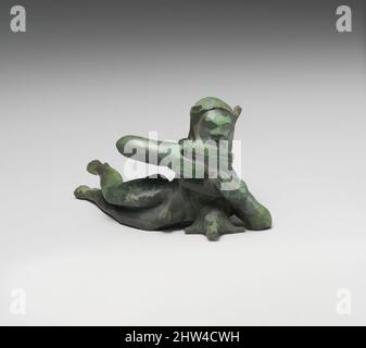 Art inspiré par la statuette de bronze d'un satyr inclinable, archaïque, fin du 6th siècle avant J.-C., étrusque, Bronze, H. : 2 1/16 po. (5,2 cm), bronzes, cette charmante paire de satyres, l'un jouant les tuyaux Pan tout en s'inclinant sur un wineskin et l'autre tenant une corne de boisson, probablement une fois, les oeuvres Classic modernisées par Artotop avec un peu de modernité. Formes, couleur et valeur, impact visuel accrocheur sur l'art émotions par la liberté d'œuvres d'art d'une manière contemporaine. Un message intemporel qui cherche une nouvelle direction créative. Artistes qui se tournent vers le support numérique et créent le NFT Artotop Banque D'Images