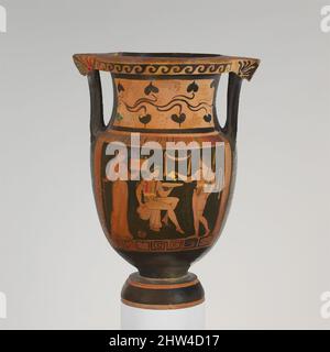 Art inspiré par le cratère à colonnes en terre cuite (bol à mélanger), classique tardif, 4th siècle avant J.-C., grec, italien du Sud, Apulian, terre cuite ; figure rouge, H. 21 9/16 po. (54,8 cm), vases, Obverse, femmes et deux jeunes en robe Oscan. Inverse, trois jeunes, oeuvres classiques modernisées par Artotop avec une touche de modernité. Formes, couleur et valeur, impact visuel accrocheur sur l'art émotions par la liberté d'œuvres d'art d'une manière contemporaine. Un message intemporel qui cherche une nouvelle direction créative. Artistes qui se tournent vers le support numérique et créent le NFT Artotop Banque D'Images